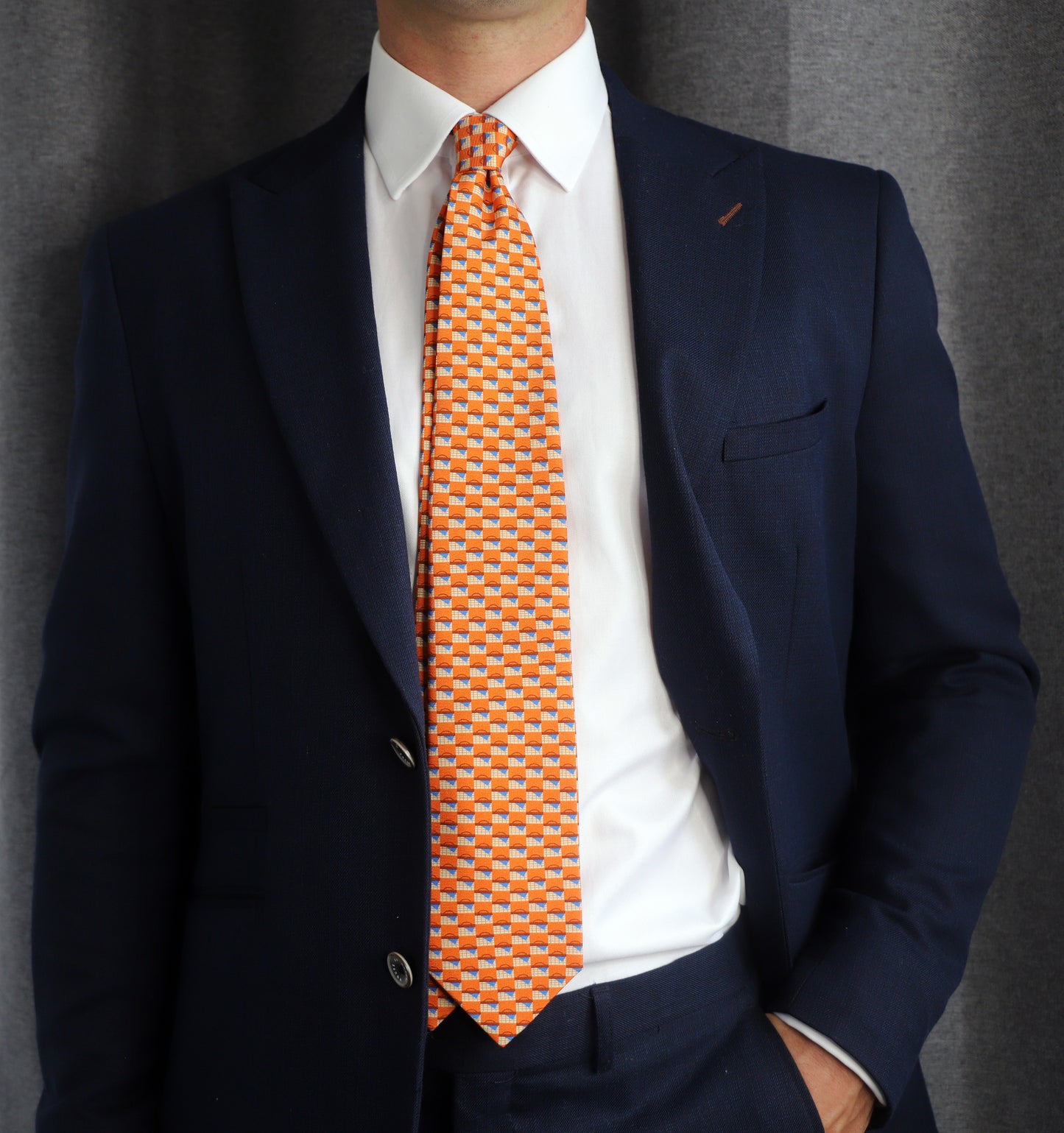PICNIC BASKET PRINT SILK TIE
