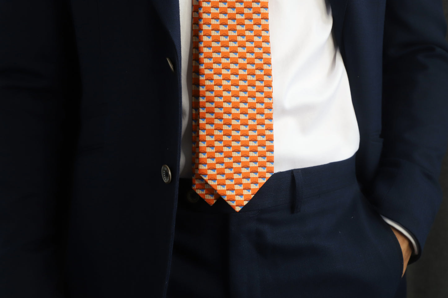 PICNIC BASKET PRINT SILK TIE