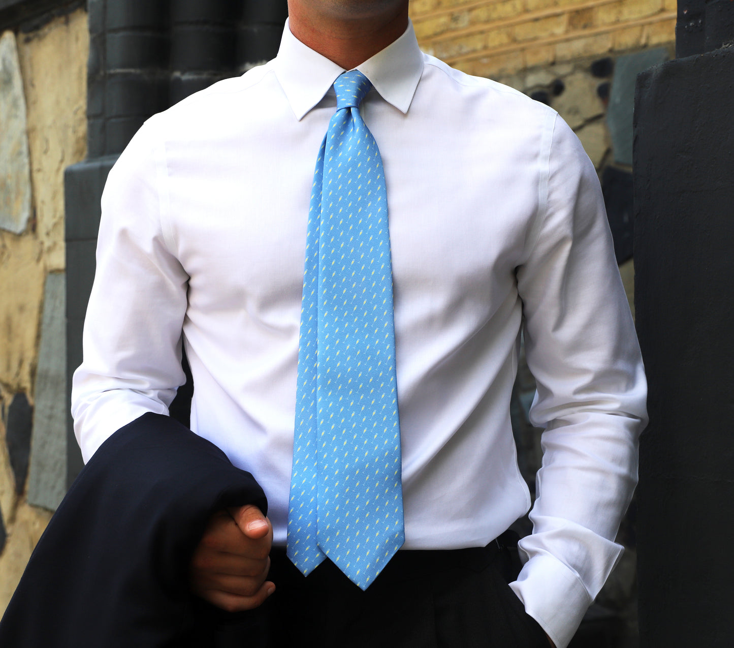 CHAMPAGNE FLUTE PRINT SILK TIE