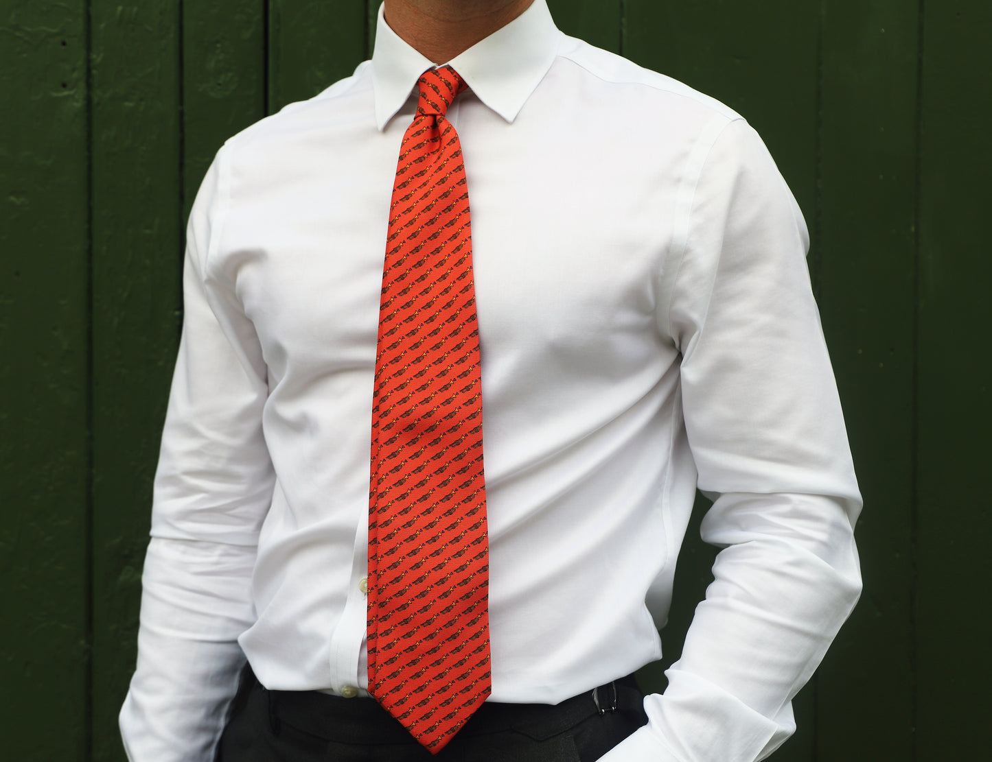 TRUMPET PRINT SILK TIE
