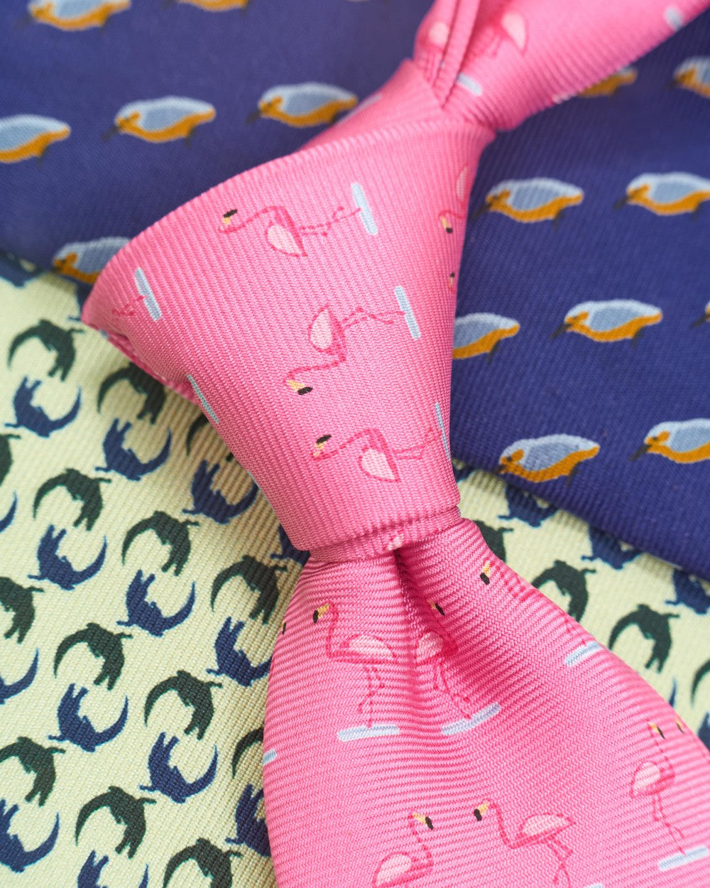 FLAMINGO PRINT SILK TIE