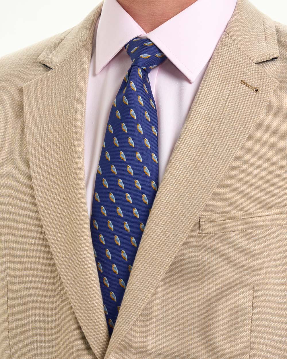 KINGFISHER PRINT SILK TIE
