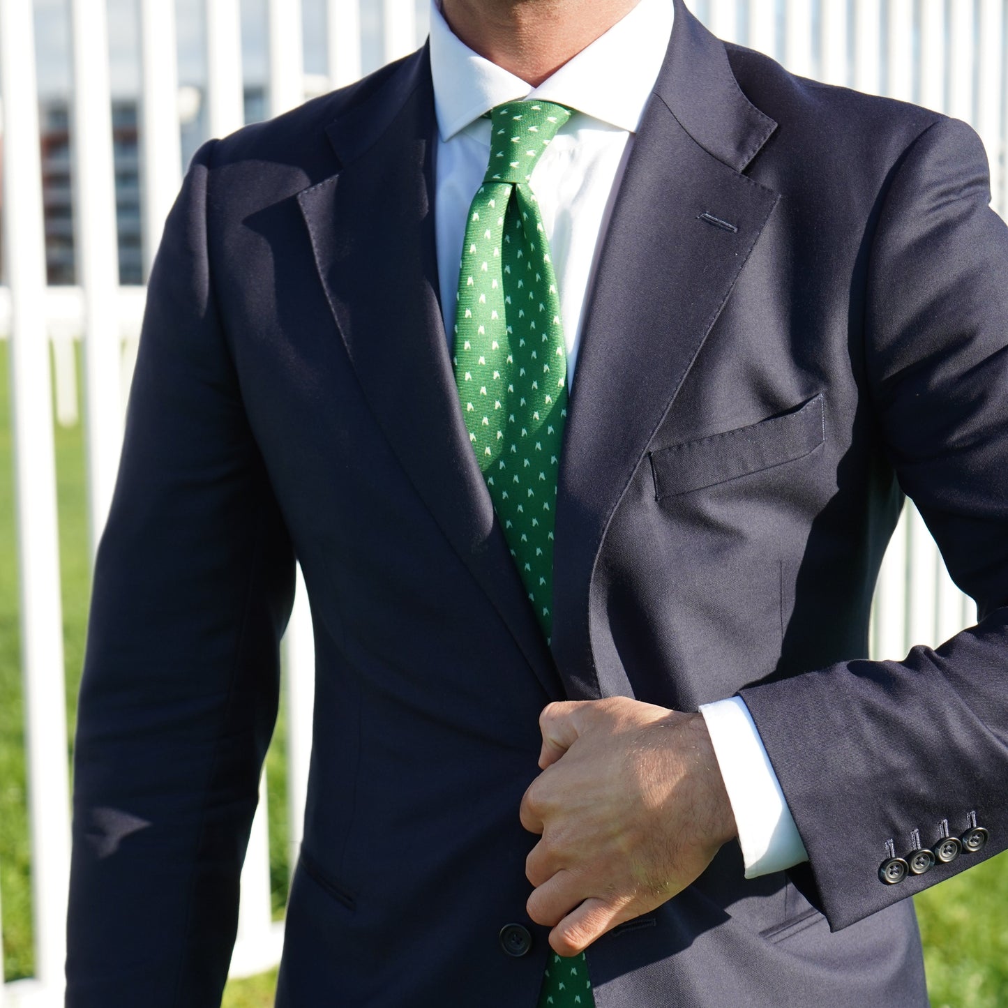 FJ MOTIF SILK TIE - DUAL TONE GREEN