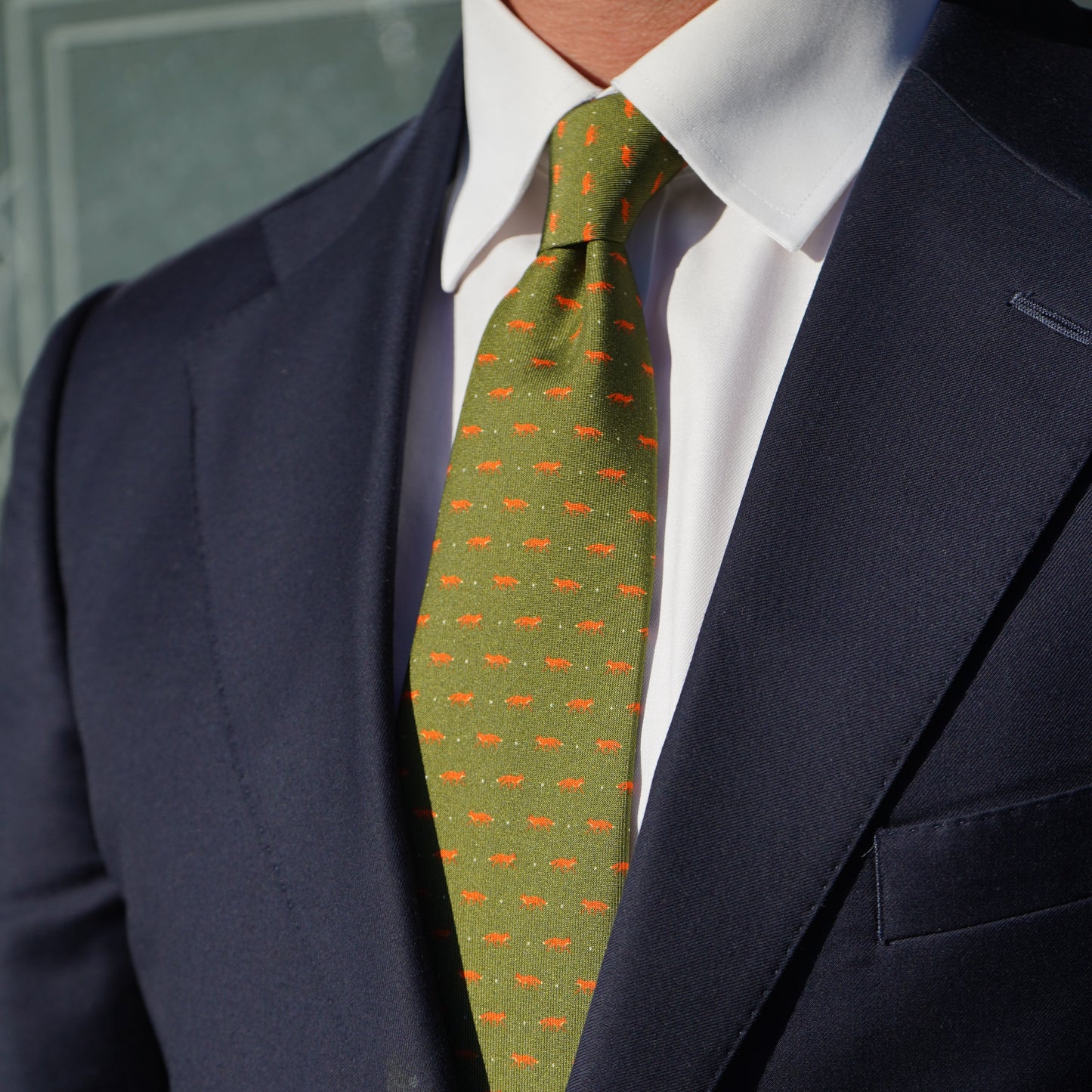 FOX PRINT SILK TIE