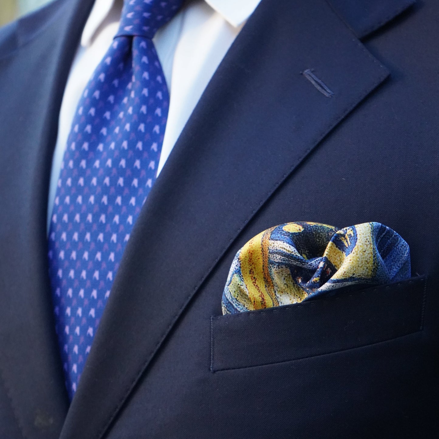 CITY LIGHTS SILK POCKET SQUARE