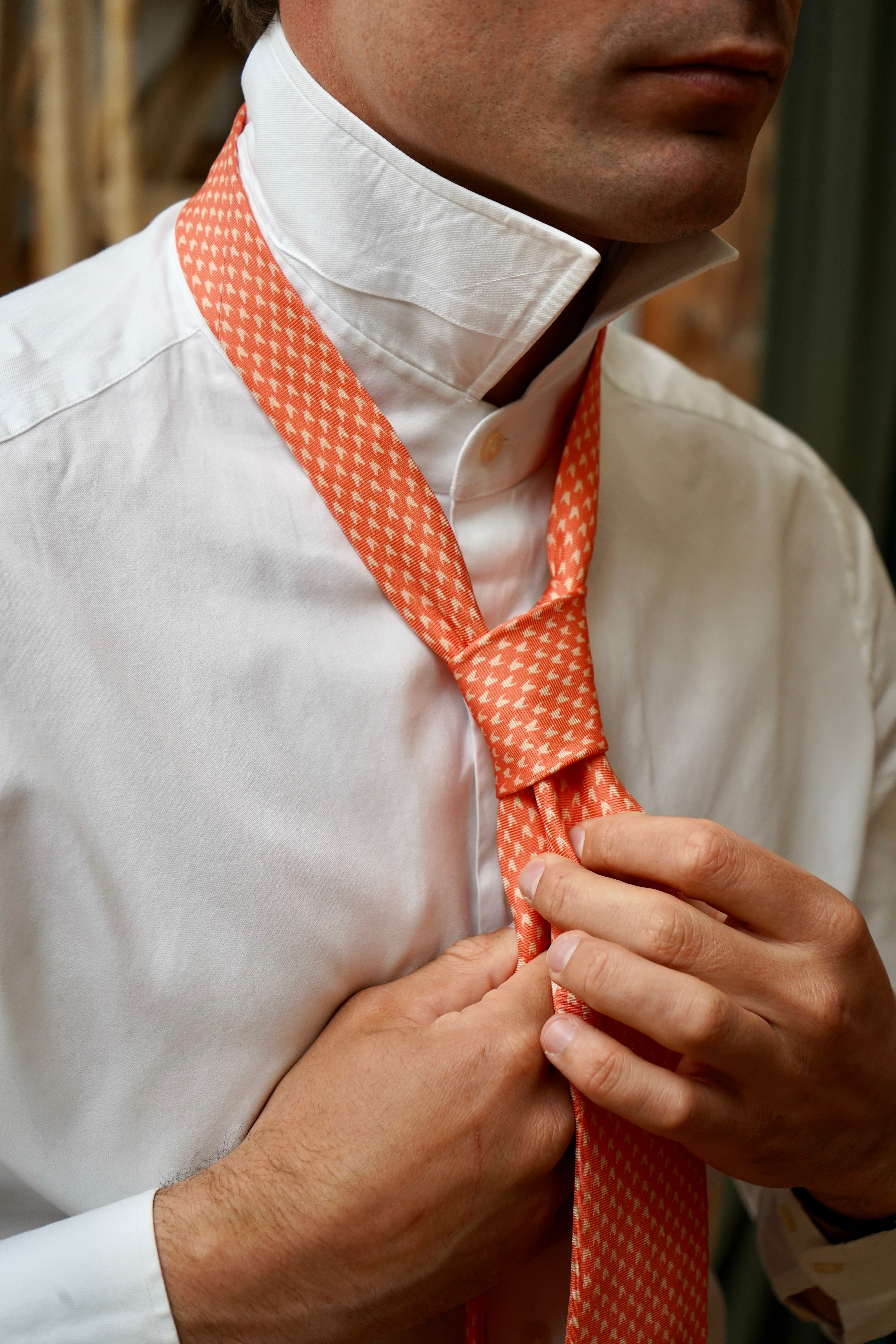 Coral Dual Tone FJ Silk Tie