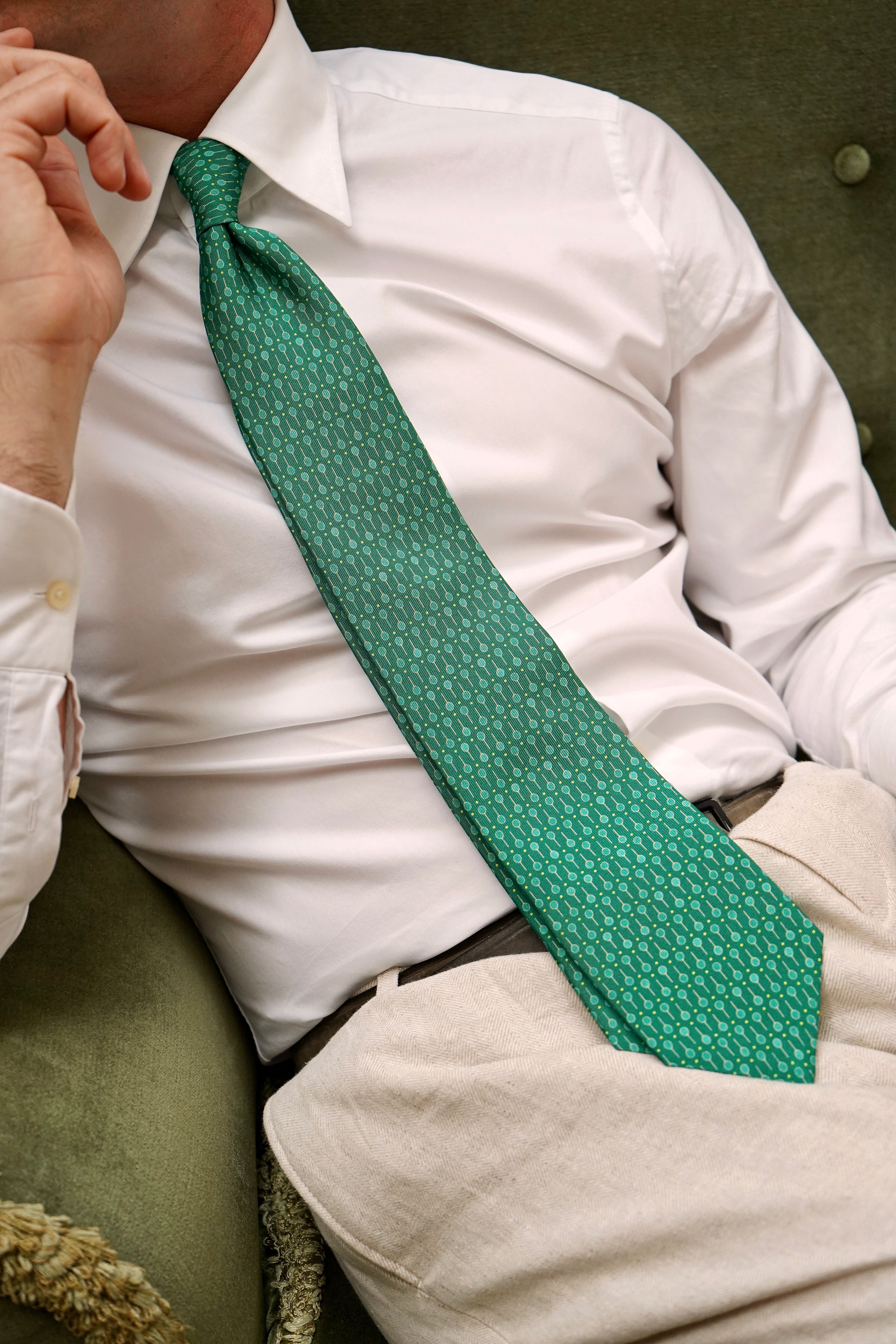 Racket Print Silk Tie