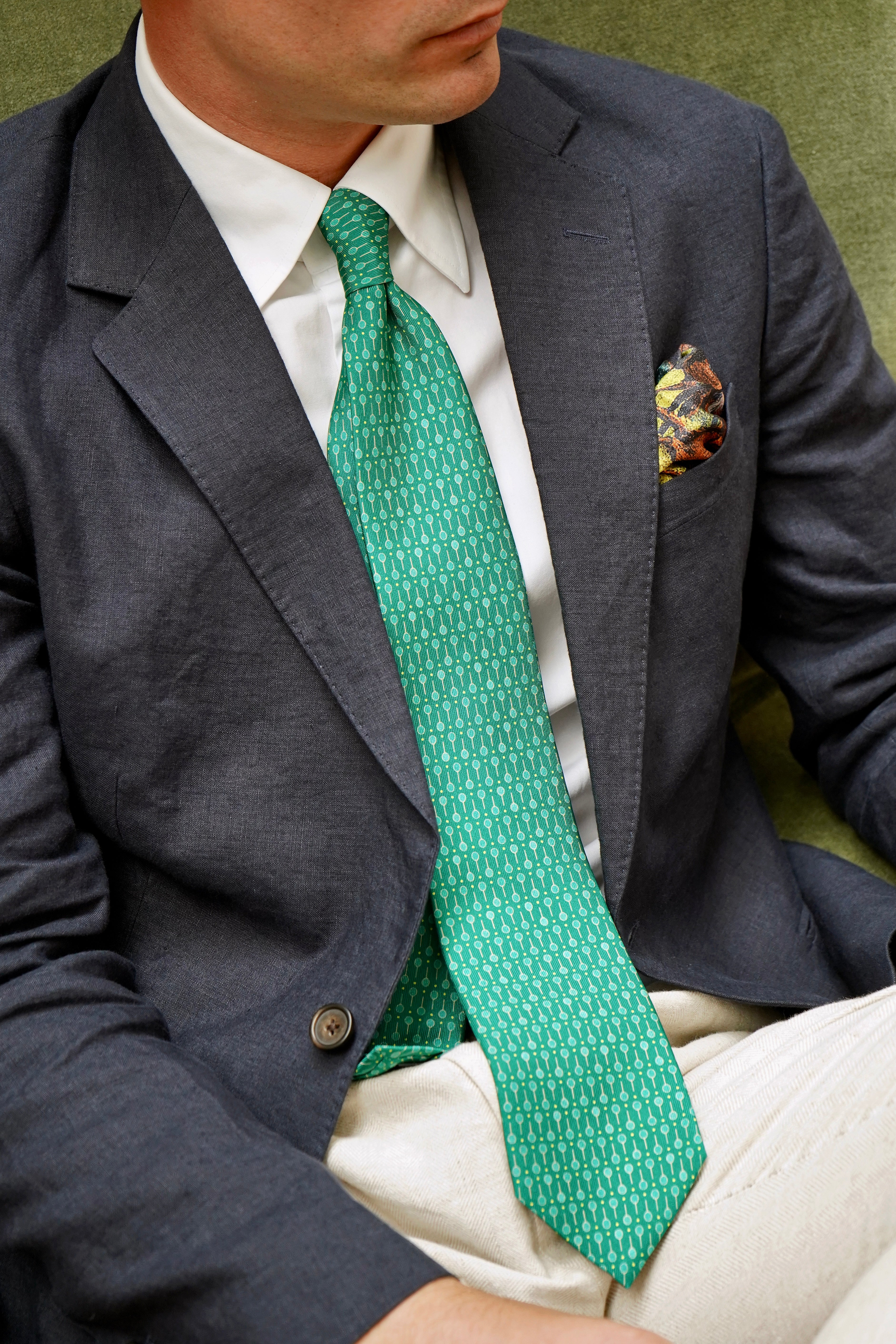 Racket Print Silk Tie