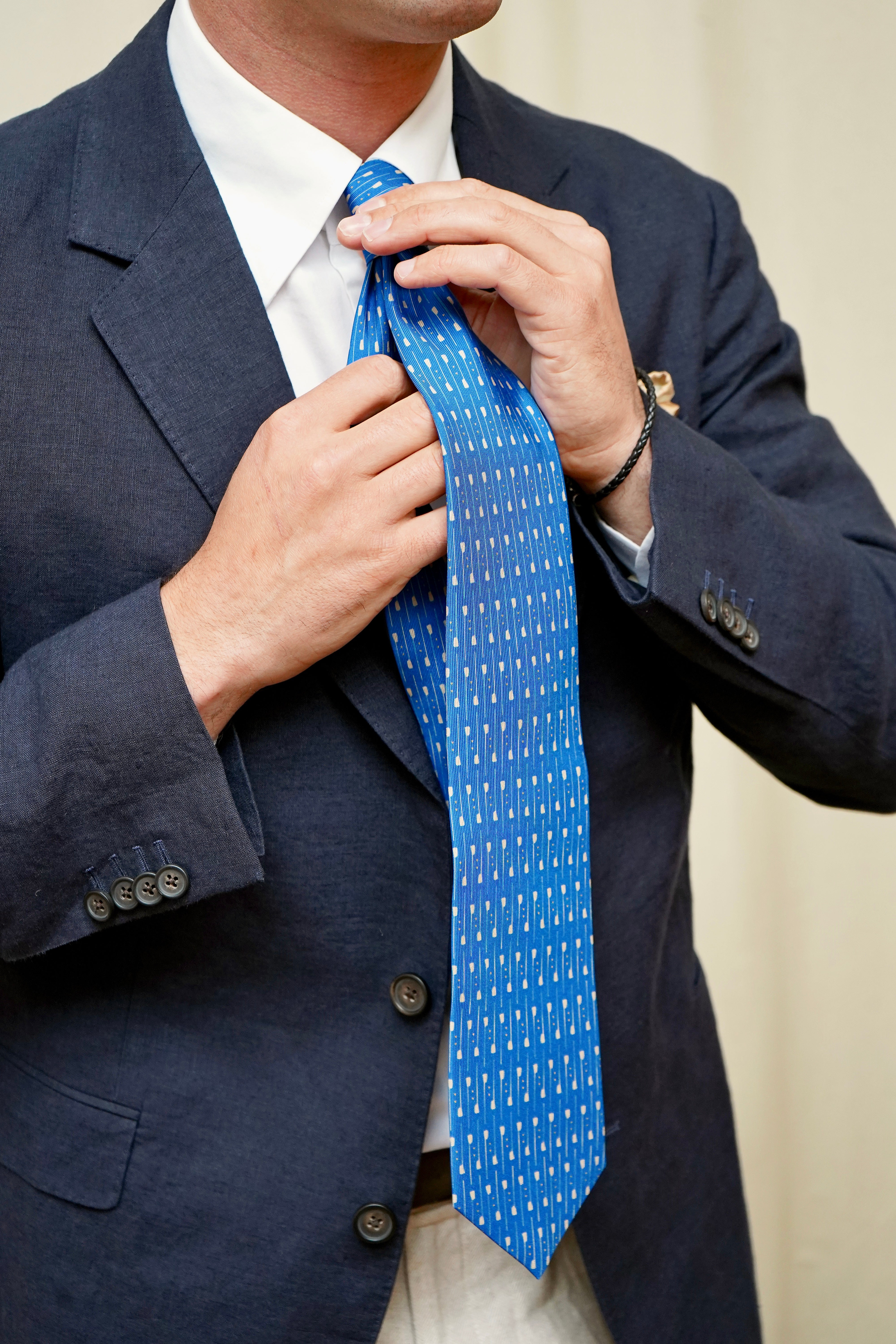 Oar Print Silk Tie
