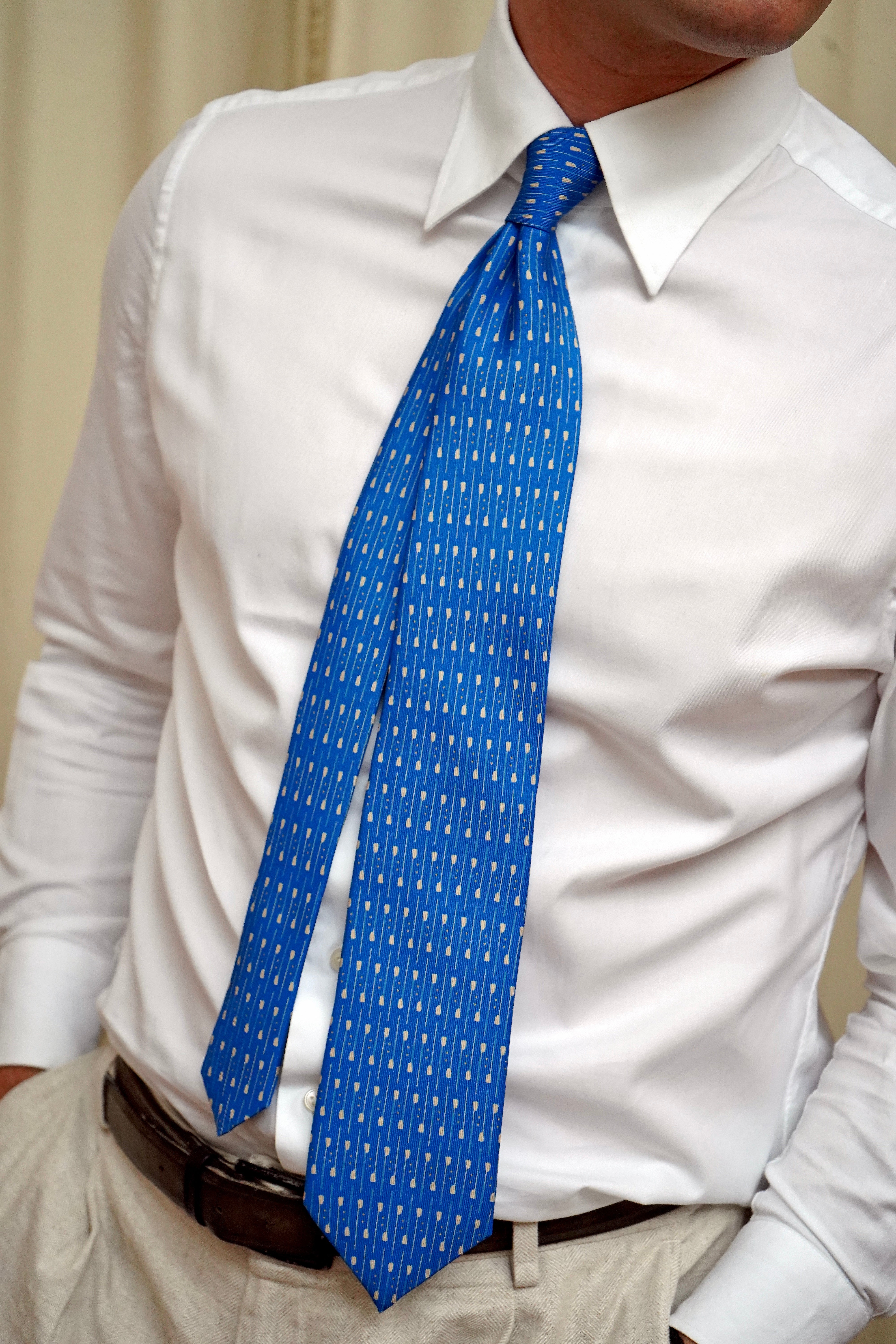 Oar Print Silk Tie