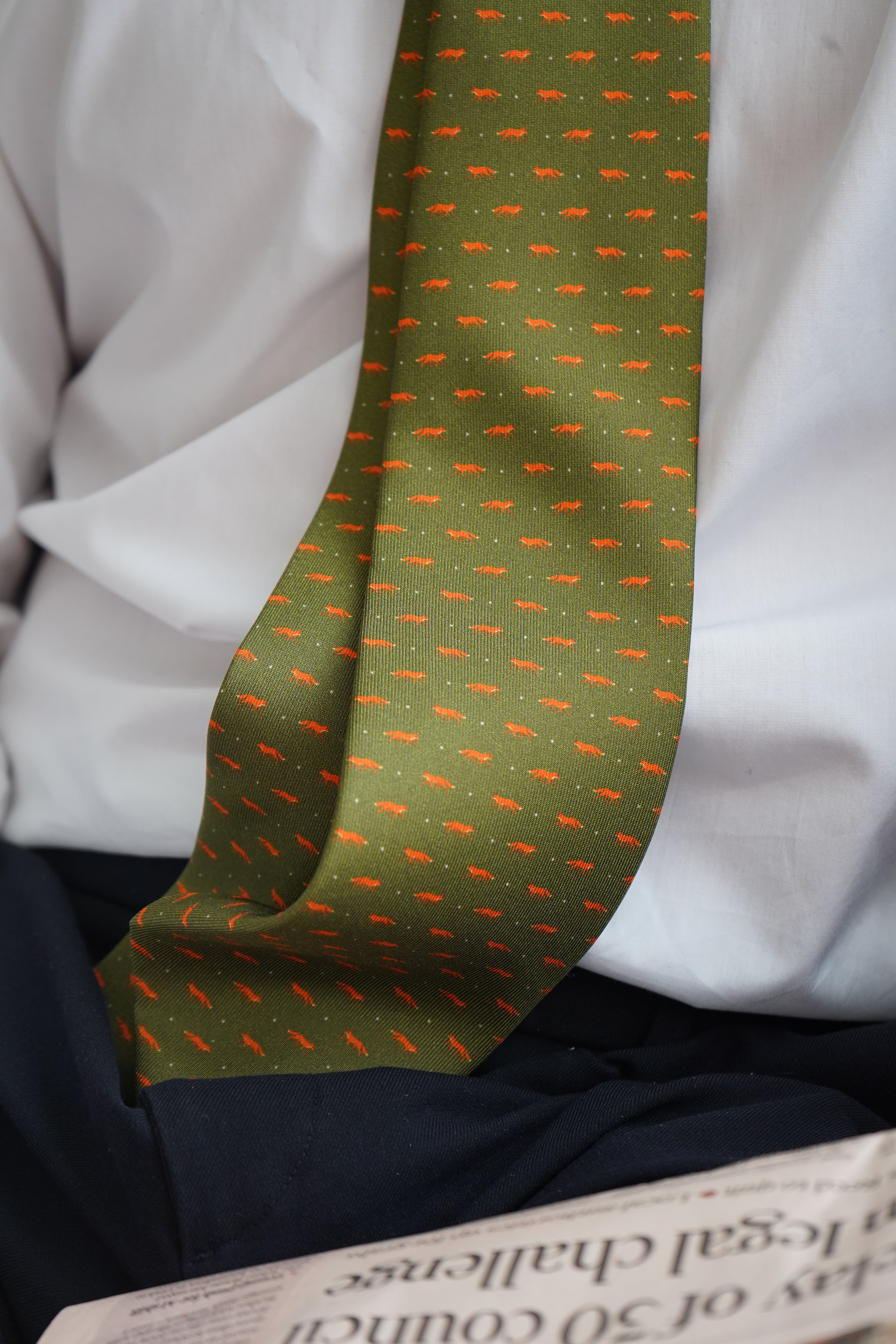 Fox Print Silk Tie