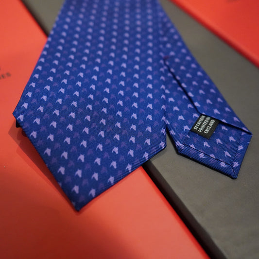 FJ MOTIF SILK TIE - TRIPLE TONE BLUE
