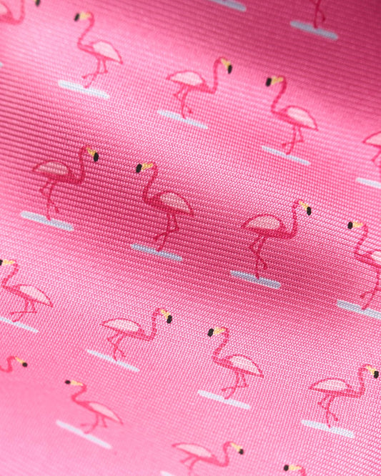 FLAMINGO PRINT SILK TIE
